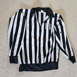 Men's ProWear Long Sleeve Referee Jersey Black White Stripes Polyester Size S/M
